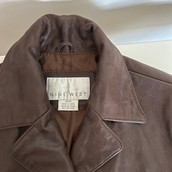 Vintage 2000 Nine West Brown Genuine Leather Jacket Women's Size M - Picture 3 of 7